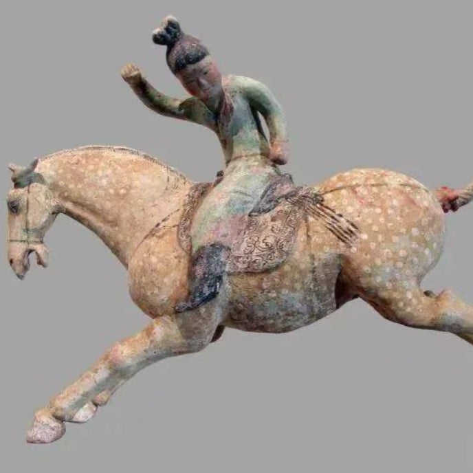 Song Brocade Polo Lady Brooch · Tang Figurine Inspired Design