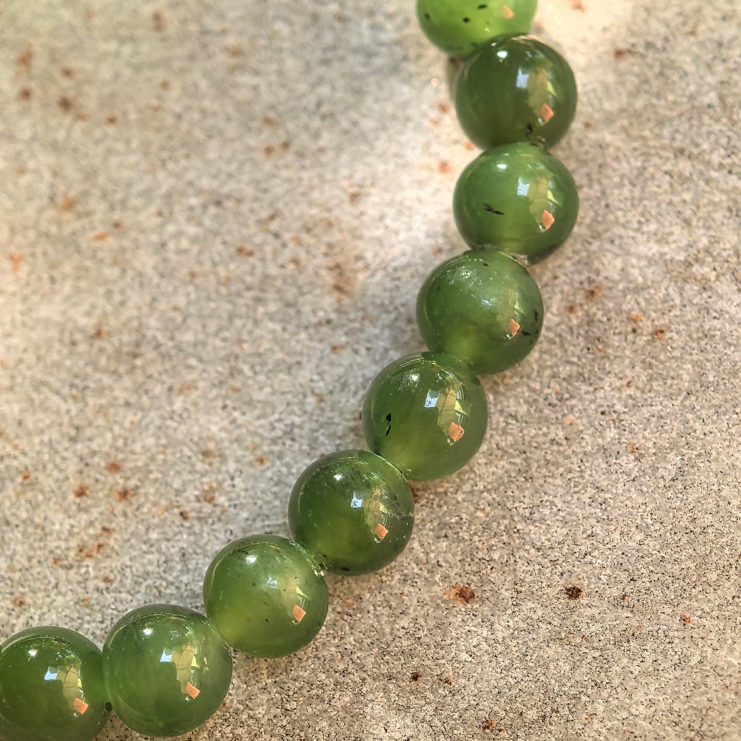 Natural Nephrite Green Bead Bracelet · Hetian Jade 6mm