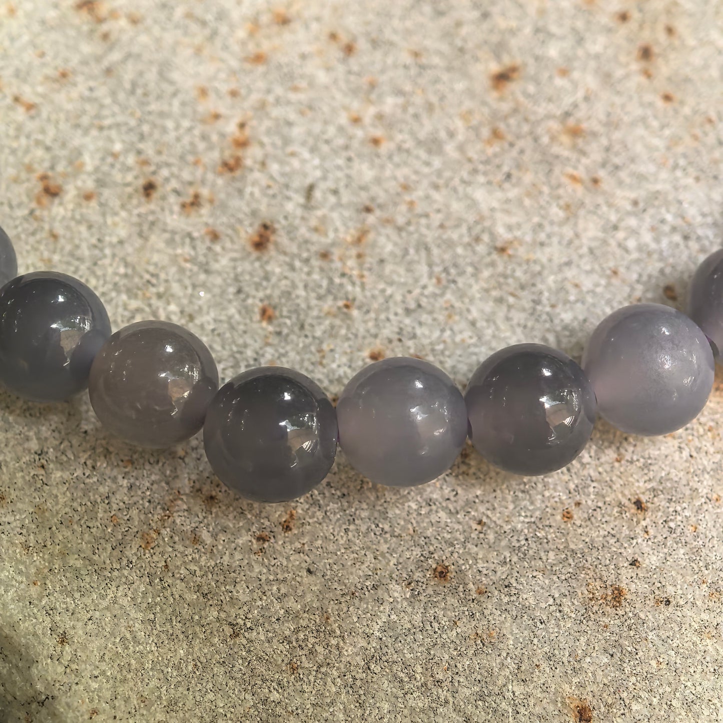 Natural Nephrite Smoky Purple Bead Bracelet · Hetian Jade 6mm