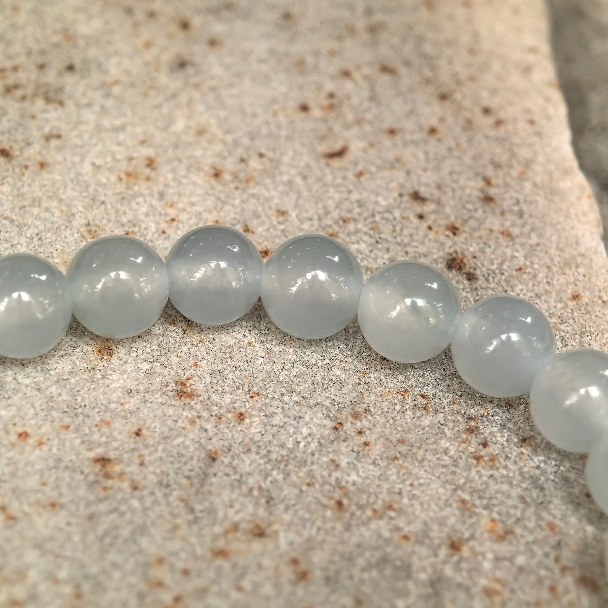 Icy White Round Bead Jadeite Bracelet -6mm