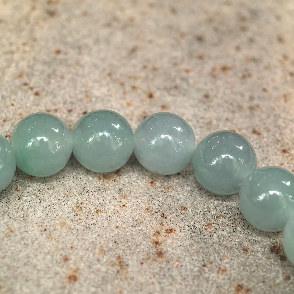 Icy Glutinous Light Green Round Bead Jadeite Bracelet -7mm