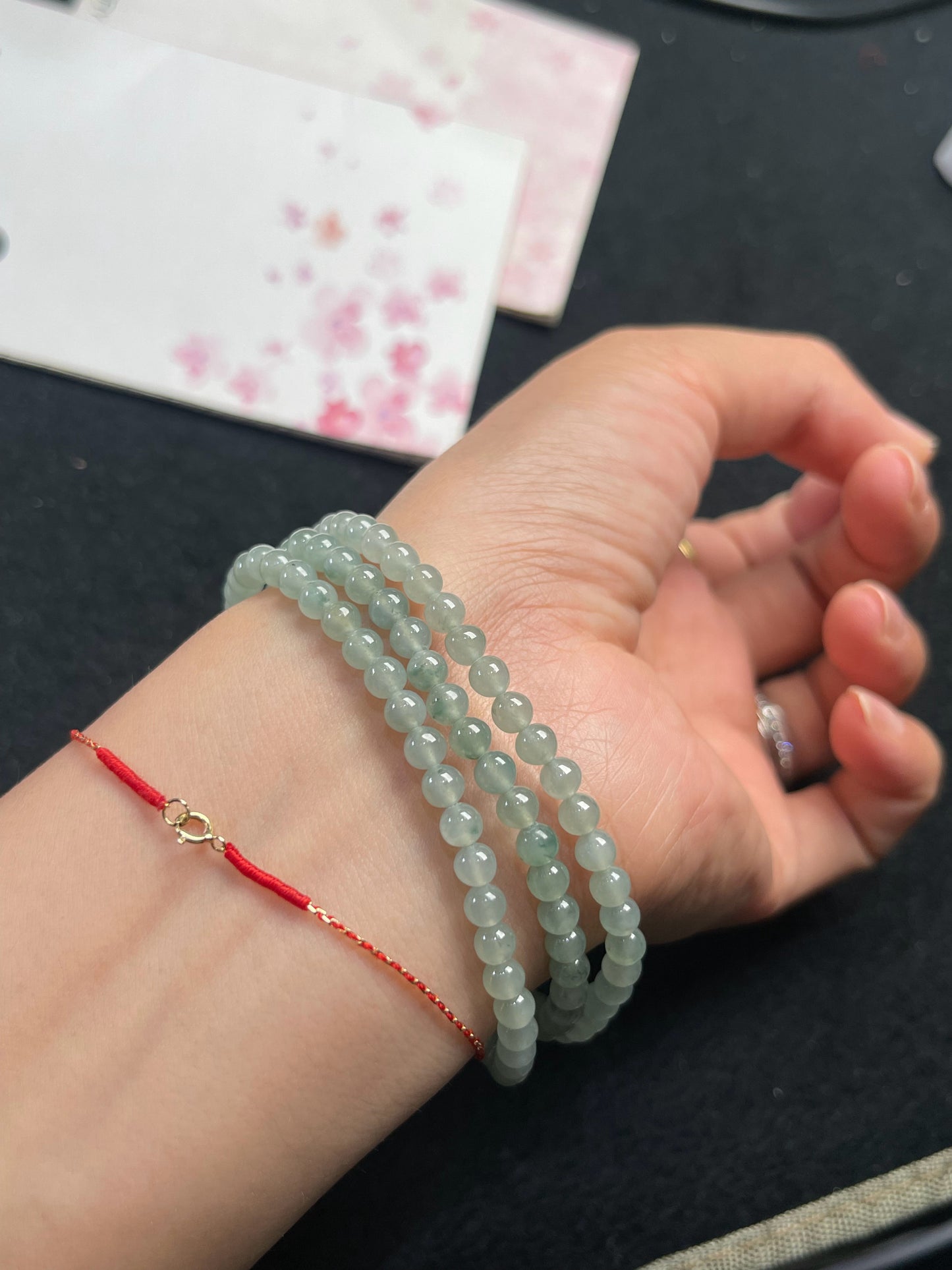 Natural Grade-A Jadeite Beaded Strand – Icy Green Burmese Jade, Wear as Bracelet or Necklace 4.3mm