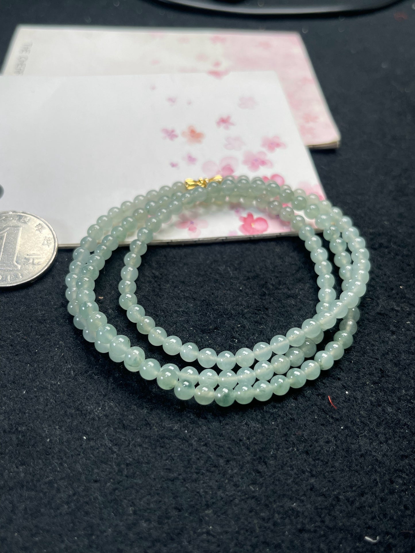 Natural Grade-A Jadeite Beaded Strand – Icy Green Burmese Jade, Wear as Bracelet or Necklace 4.3mm