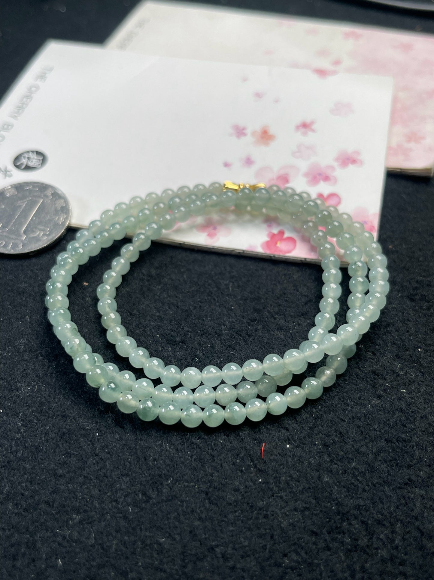 Natural Grade-A Jadeite Beaded Strand – Icy Green Burmese Jade, Wear as Bracelet or Necklace 4.3mm