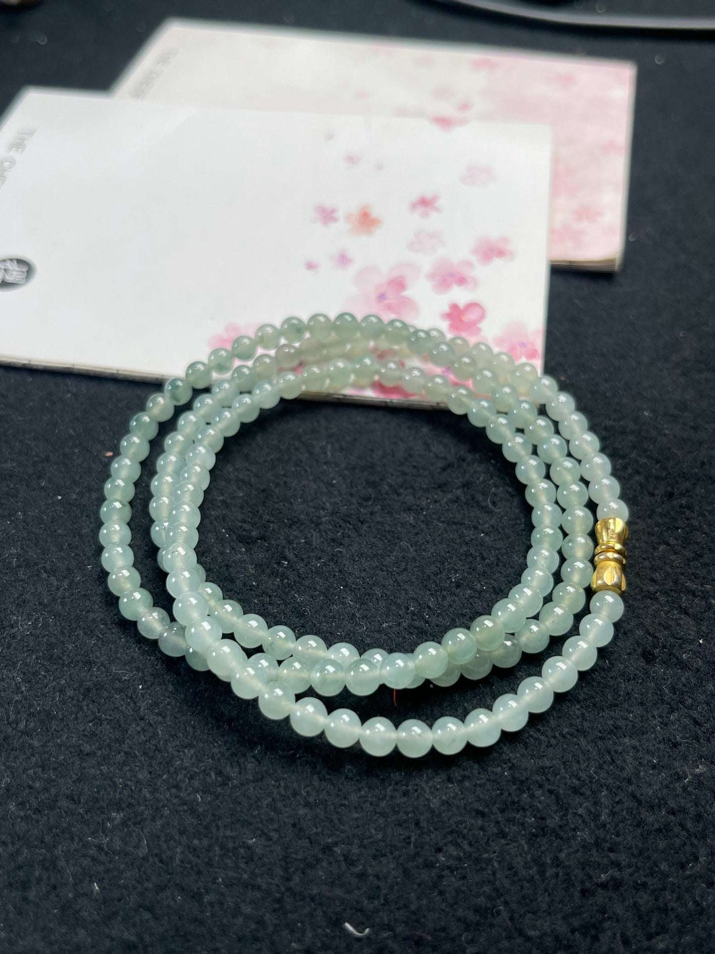 Natural Grade-A Jadeite Beaded Strand – Icy Green Burmese Jade, Wear as Bracelet or Necklace 4.3mm