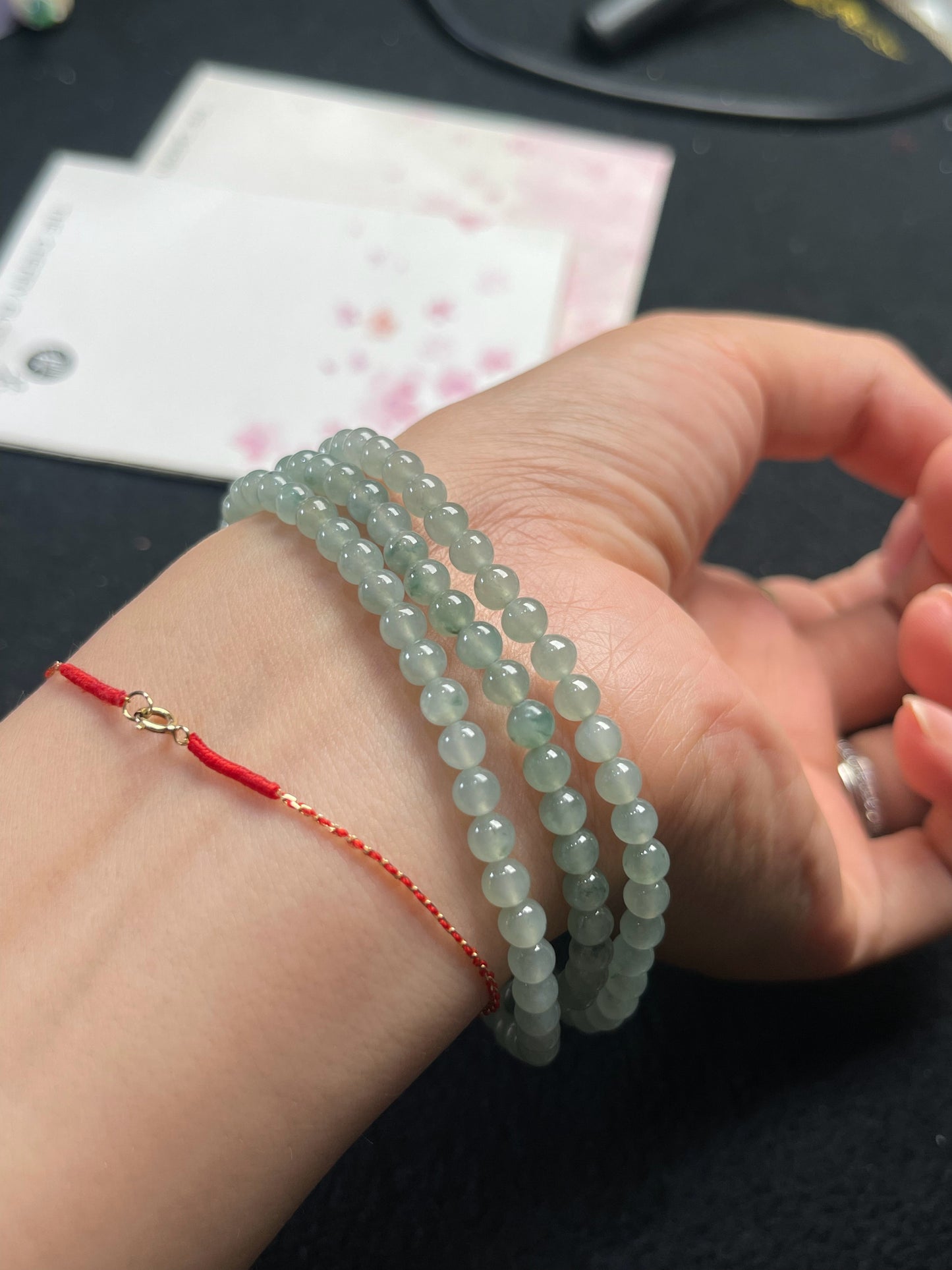 Natural Grade-A Jadeite Beaded Strand – Icy Green Burmese Jade, Wear as Bracelet or Necklace 4.3mm