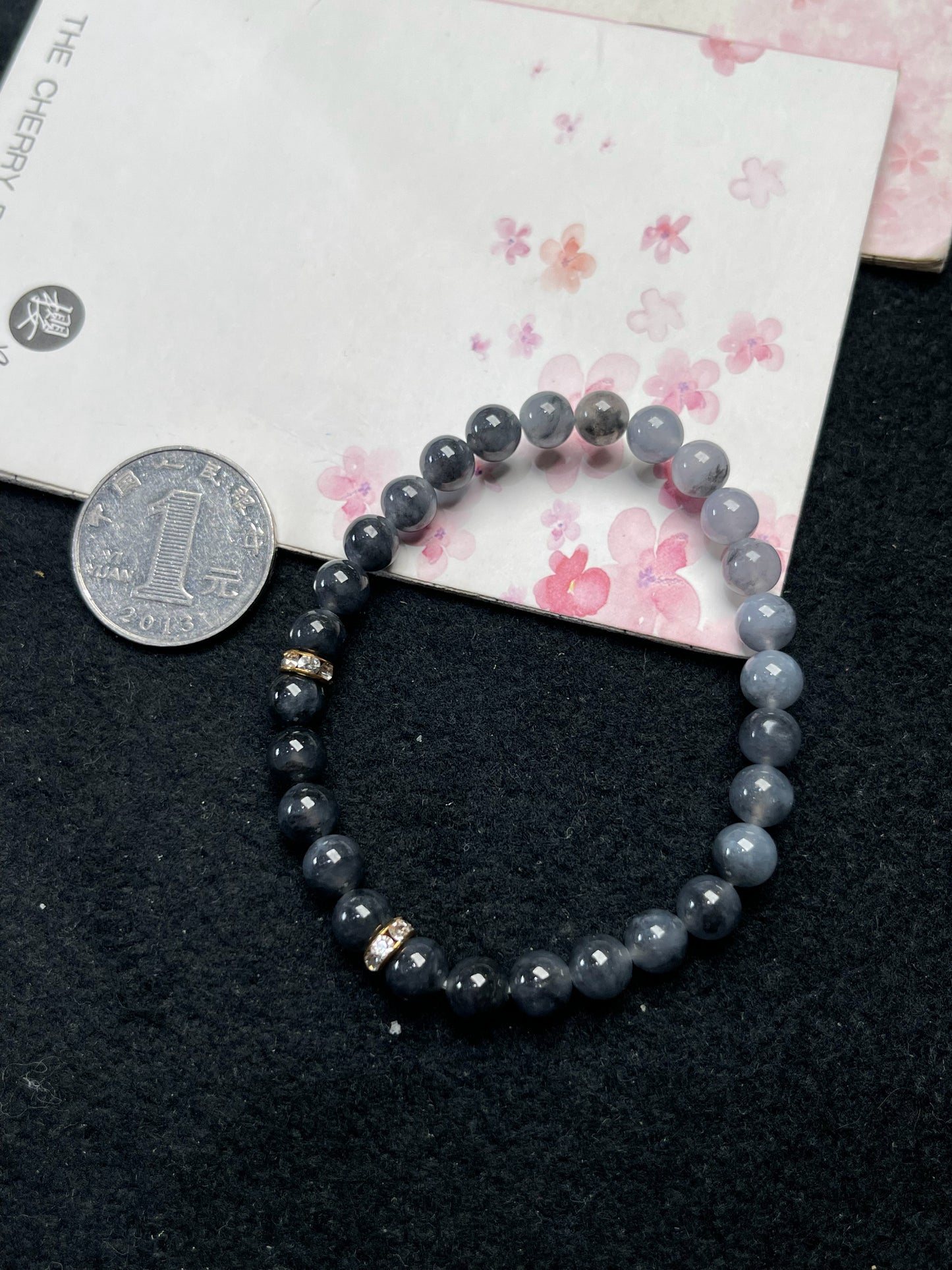 Natural Grade-A Jadeite Gradient Beaded Bracelet – Burmese Black Jade (Wu Ji Type)