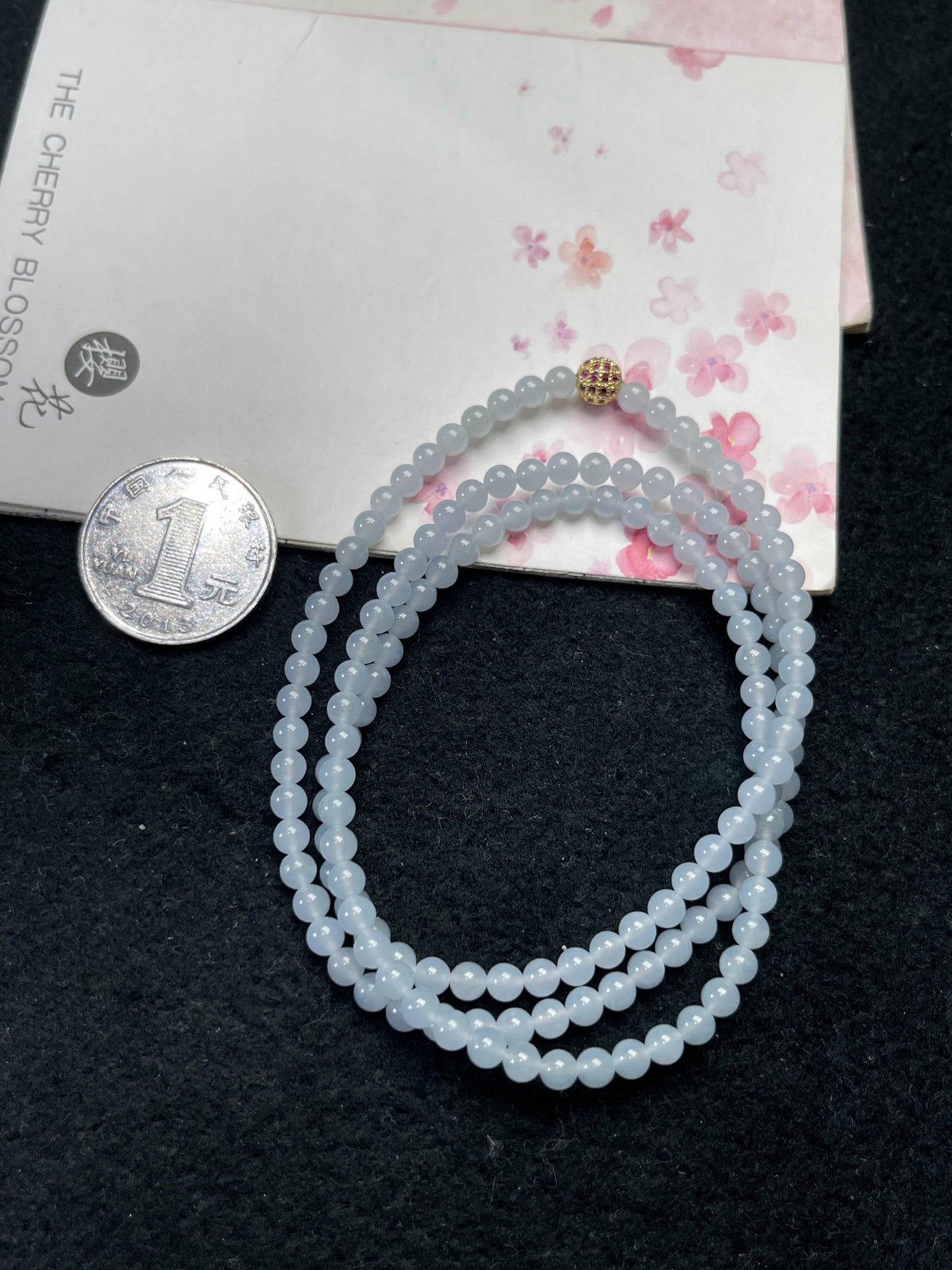 Natural Grade-A Jadeite Beaded Strand – Pale Lavender Blue Burmese Jade Mini Beads Bracelet or Necklace 4.2mm