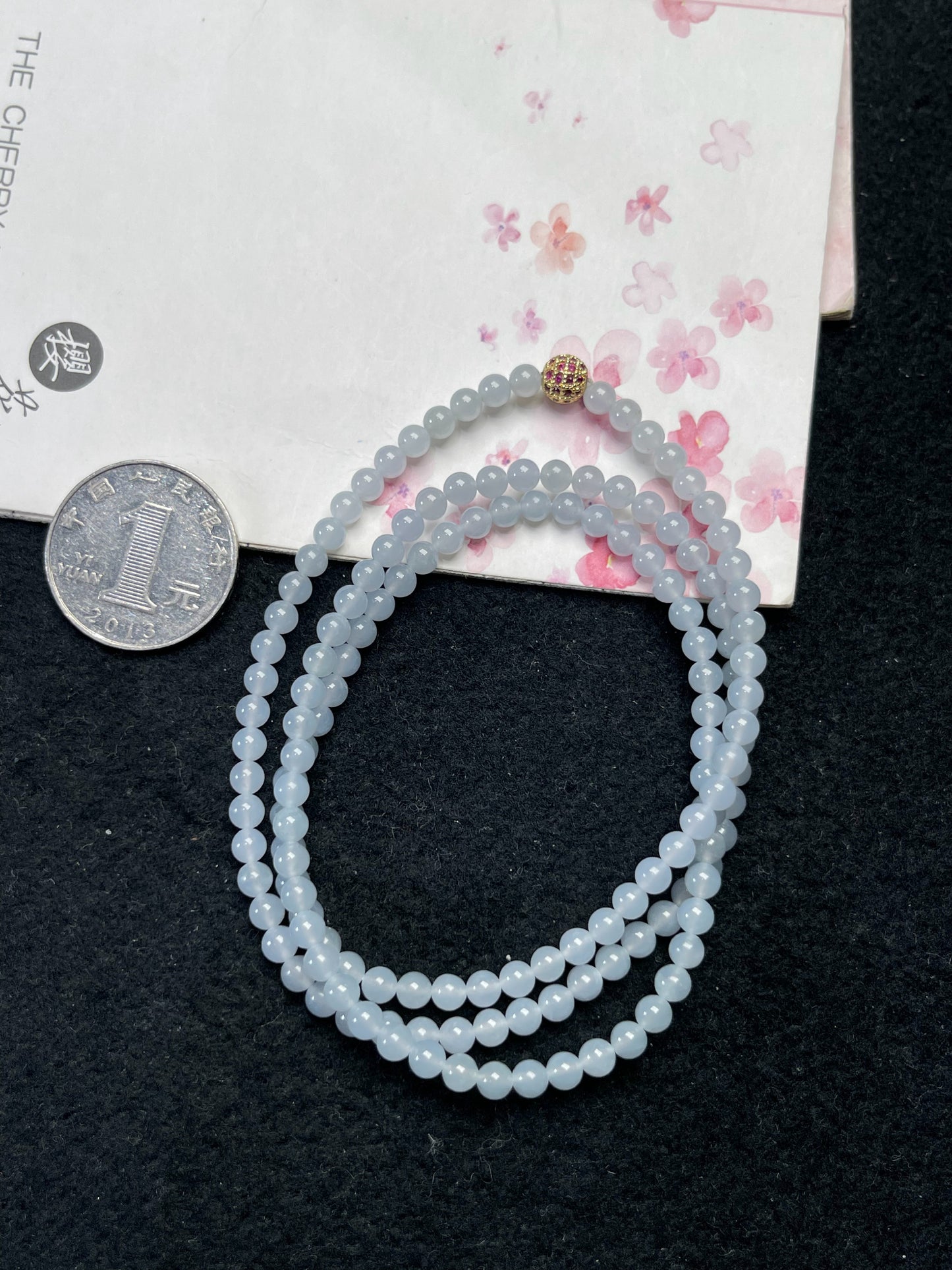 Natural Grade-A Jadeite Beaded Strand – Pale Lavender Blue Burmese Jade Mini Beads Bracelet or Necklace 4.2mm