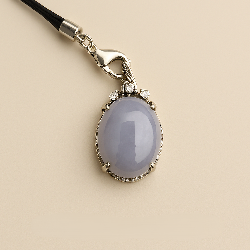 Natural Grade-A Jadeite Pendant – Glutinous Lavender Jade with Silver Setting · Burmese Jade