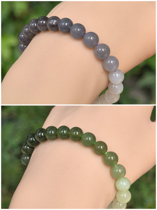 Natural Nephrite Gradient Bead Bracelet · Hetian Jade 8mm
