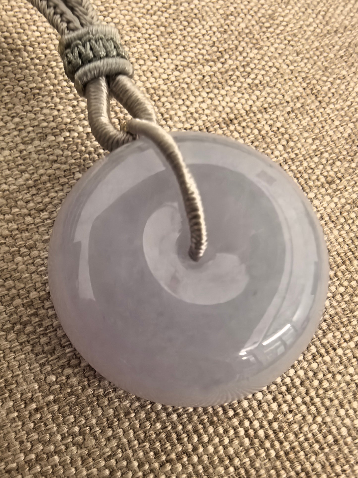 Natural Grade-A Jadeite Thick Lavender Peace Pendant – Glutinous Burmese Jade Donut