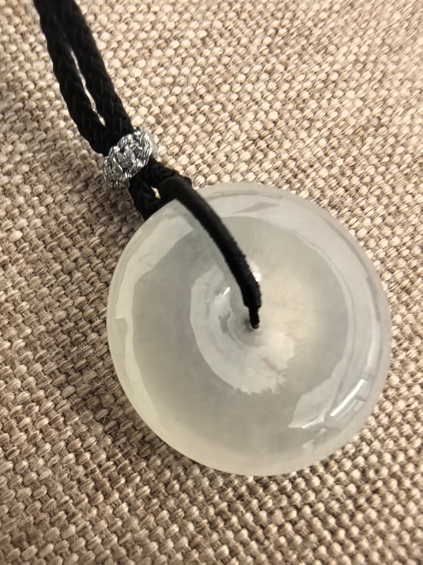 Natural Grade-A Jadeite White Glutinous Icy Peace Pendant ·Burmese Jade