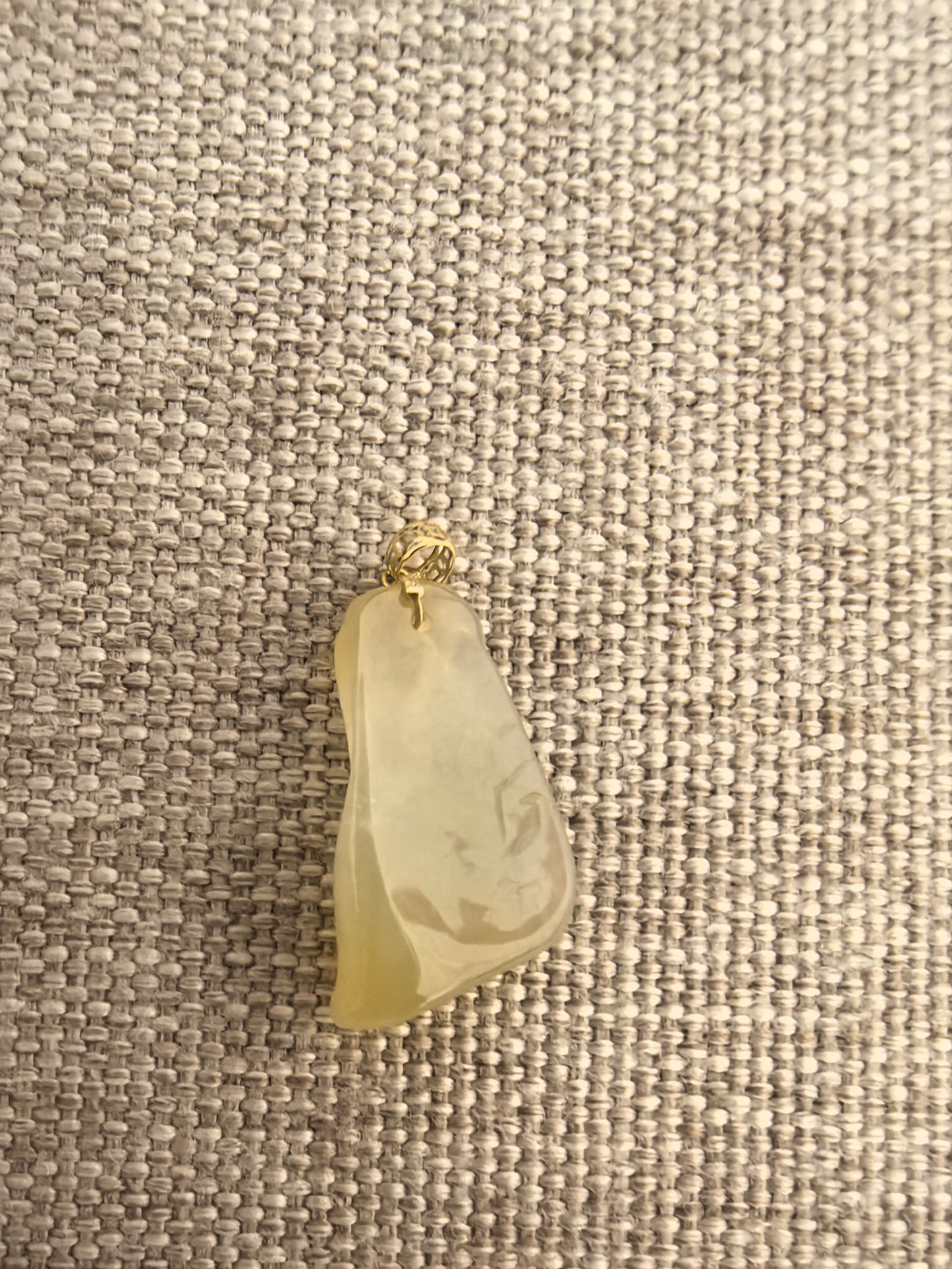 Natural Grade-A Jadeite Icy Yellow Horse Head Pendant with 18K Gold Bail · Burmese Jade
