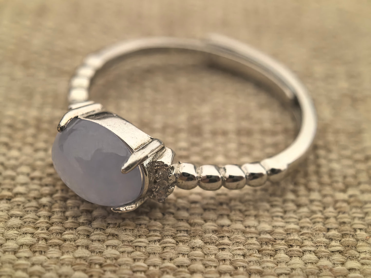 Natural Grade-A Silver-Set Glutinous Icy Lavender Jadeite Ring · Burmese Jadeite