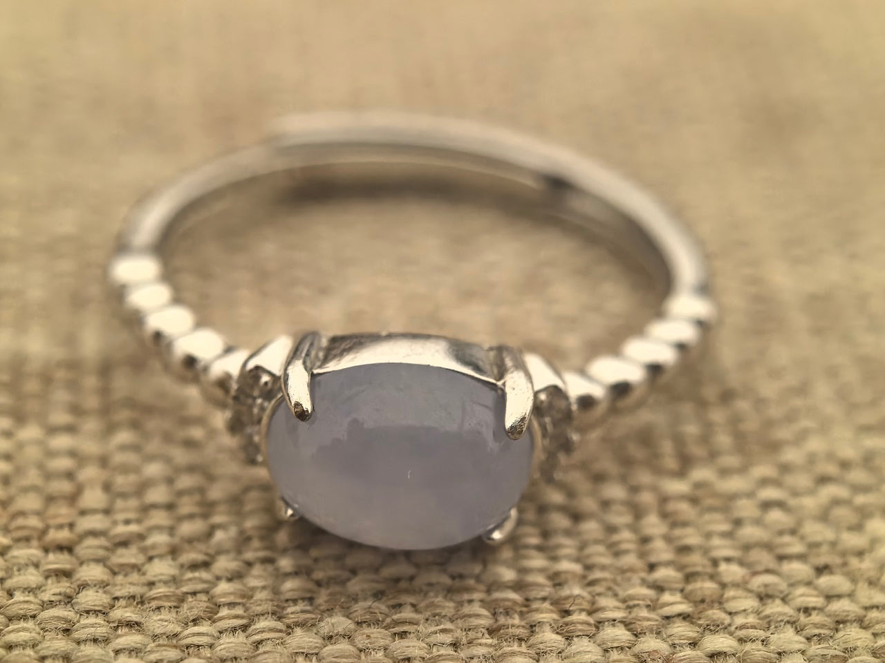 Natural Grade-A Silver-Set Glutinous Icy Lavender Jadeite Ring · Burmese Jadeite