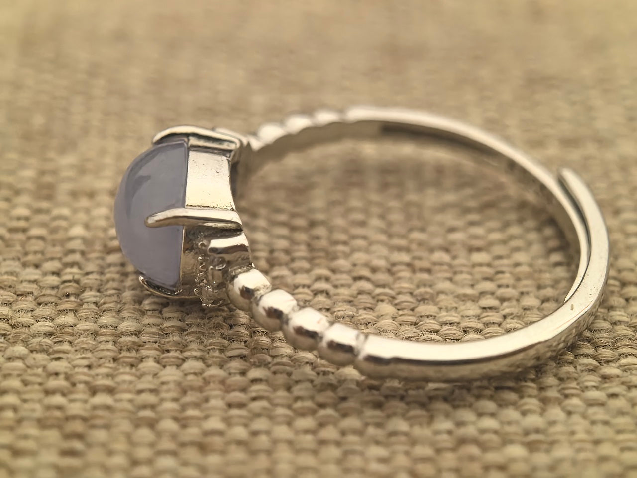 Natural Grade-A Silver-Set Glutinous Icy Lavender Jadeite Ring · Burmese Jadeite