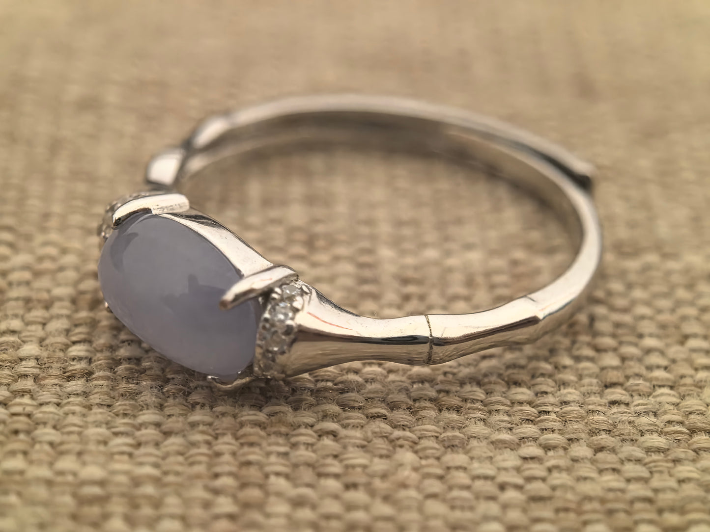 Natural Grade-A Silver-Set Glutinous Icy Lavender Jadeite Ring · Burmese Jadeite