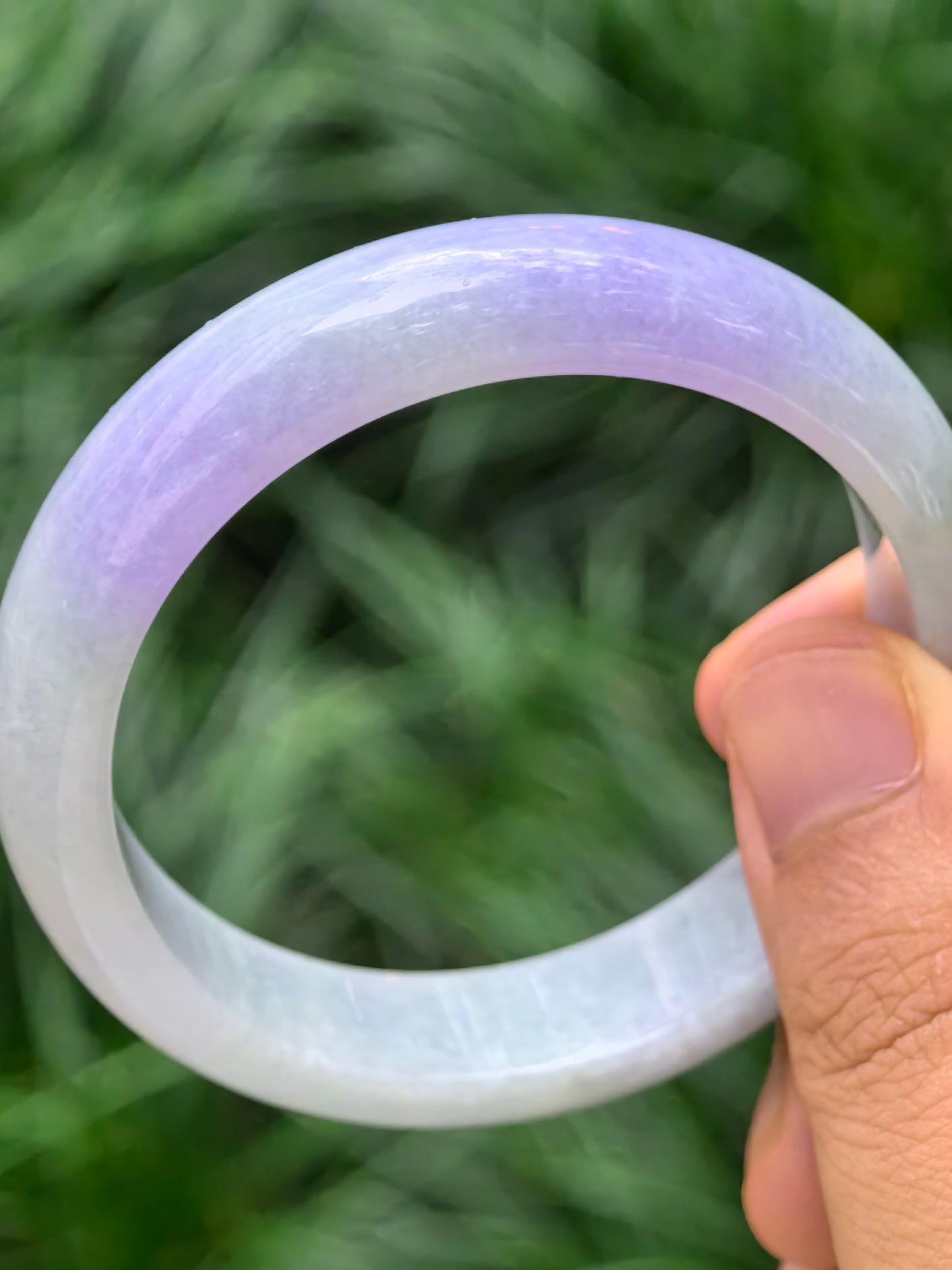 Natural Grade-A Jadeite Bangle – Dual Rich Lavender Glutinous Burmese Jade D-Shape 58mm