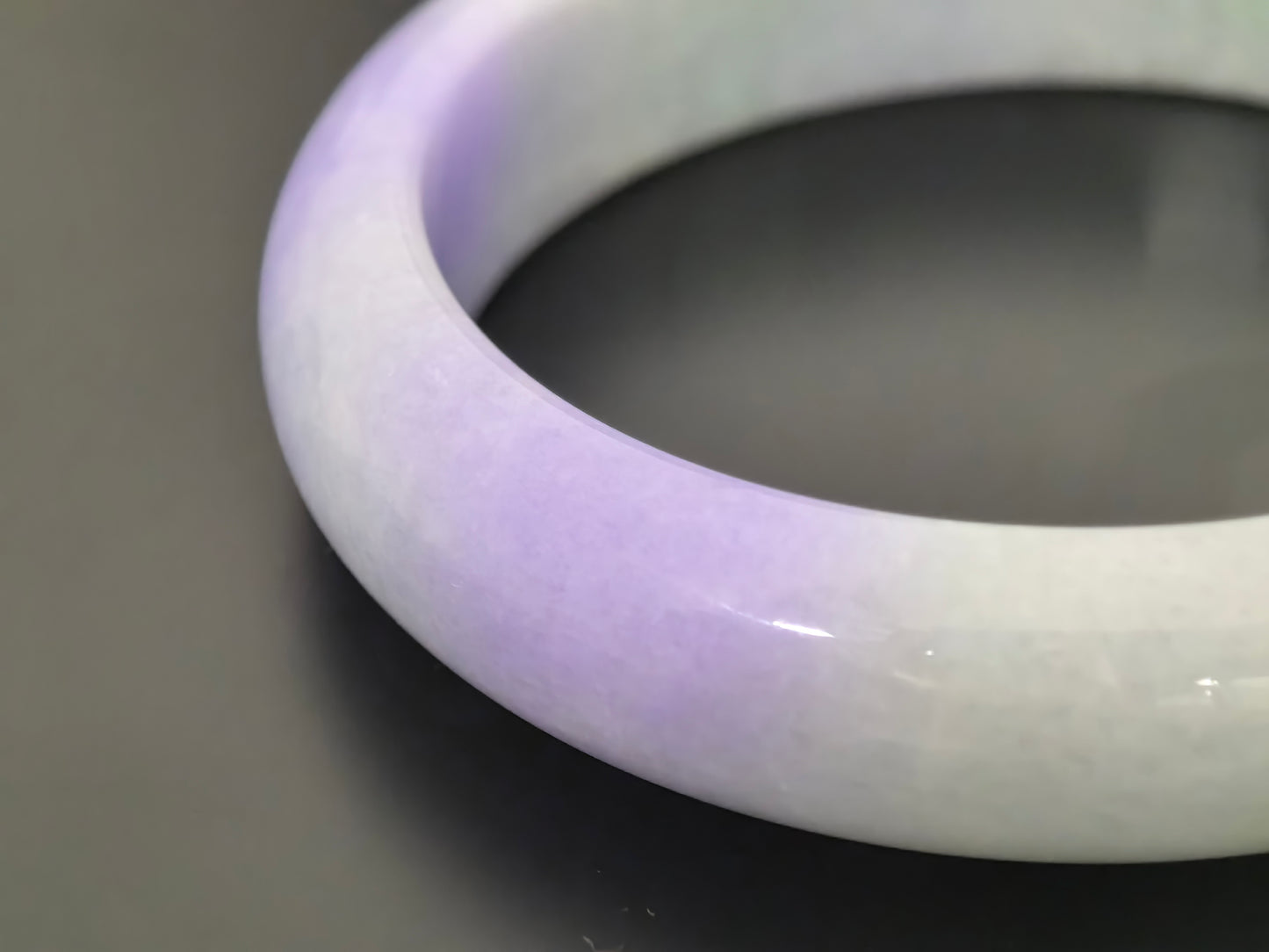 Natural Grade-A Jadeite Bangle – Dual Rich Lavender Glutinous Burmese Jade D-Shape 58mm