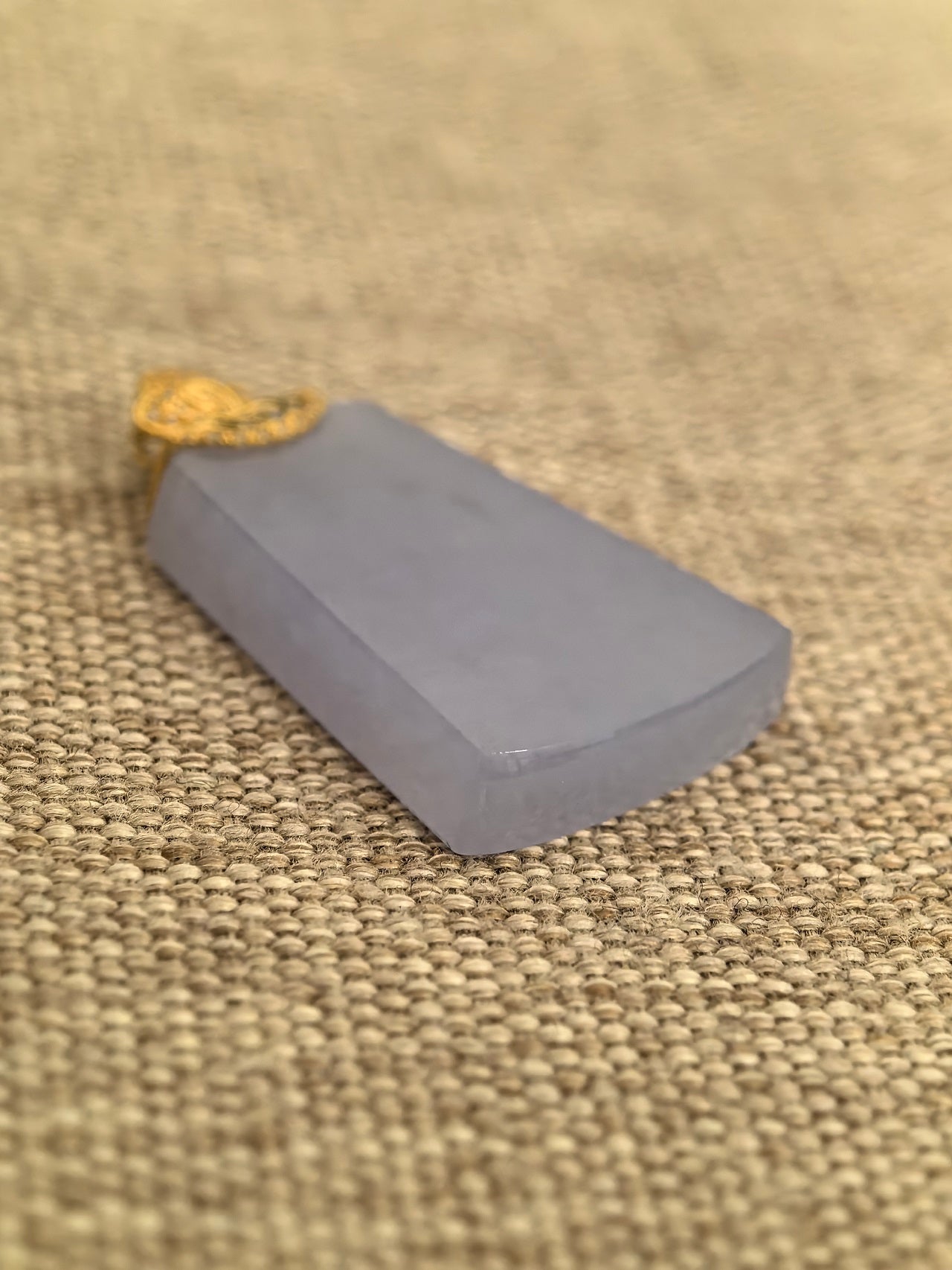 Natural Grade-A Icy Lavender Jadeite Plain Plaque Pendant in 18K Gold · Burmese Jadeite
