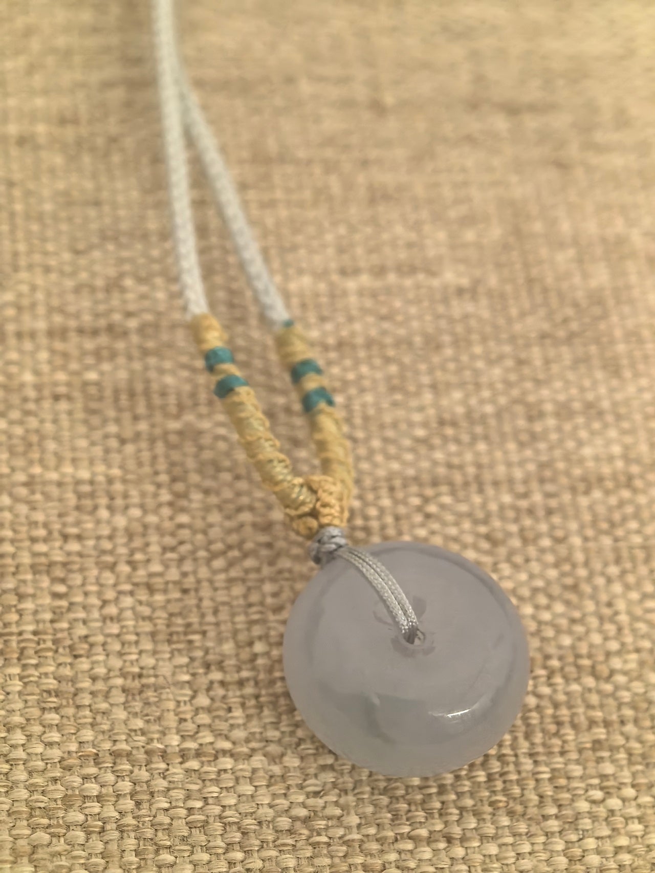 Natural Grade-A Icy Light Lavender Jadeite Thick Peace Pendant ·Burmese Jade