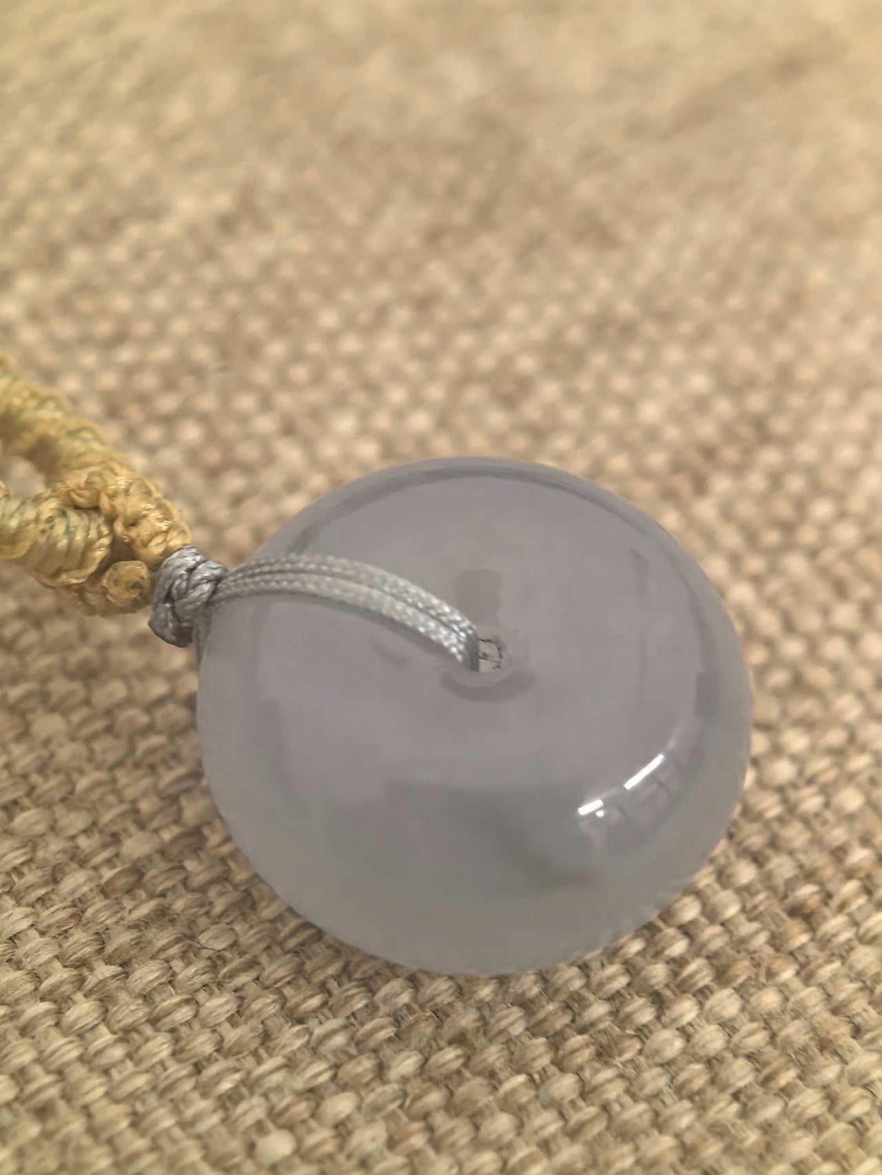 Natural Grade-A Icy Light Lavender Jadeite Thick Peace Pendant ·Burmese Jade