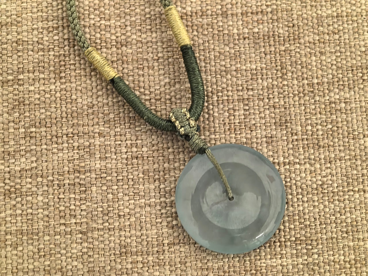 Natural Grade-A Jadeite Icy Translucent Clear-Green Peace Pendant ·Burmese Jade