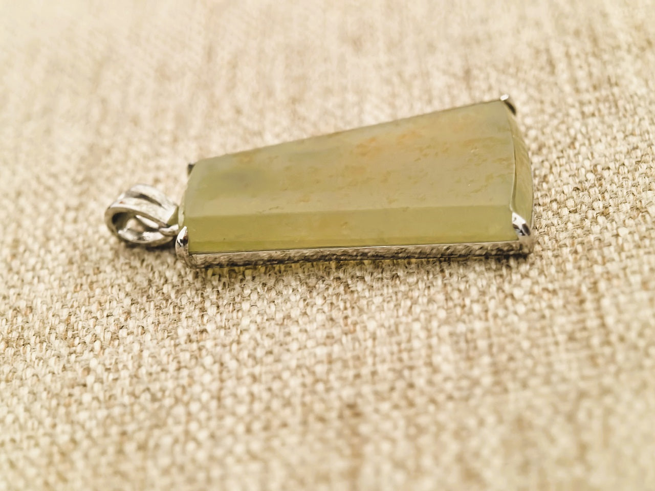 Natural Grade-A Icy Yellow Jadeite Plain Jade Plaque Pendant in Platinum Pt950 · Burmese Jadeite
