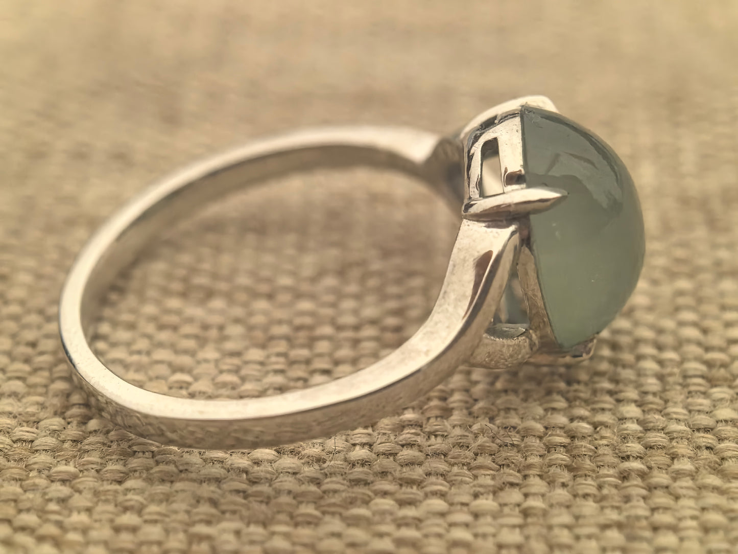 Natural Grade-A Jadeite “Grape Green” Cabochon Ring – Icy Glutinous Jade with Platinum Pt950 Setting · Burmese Jade