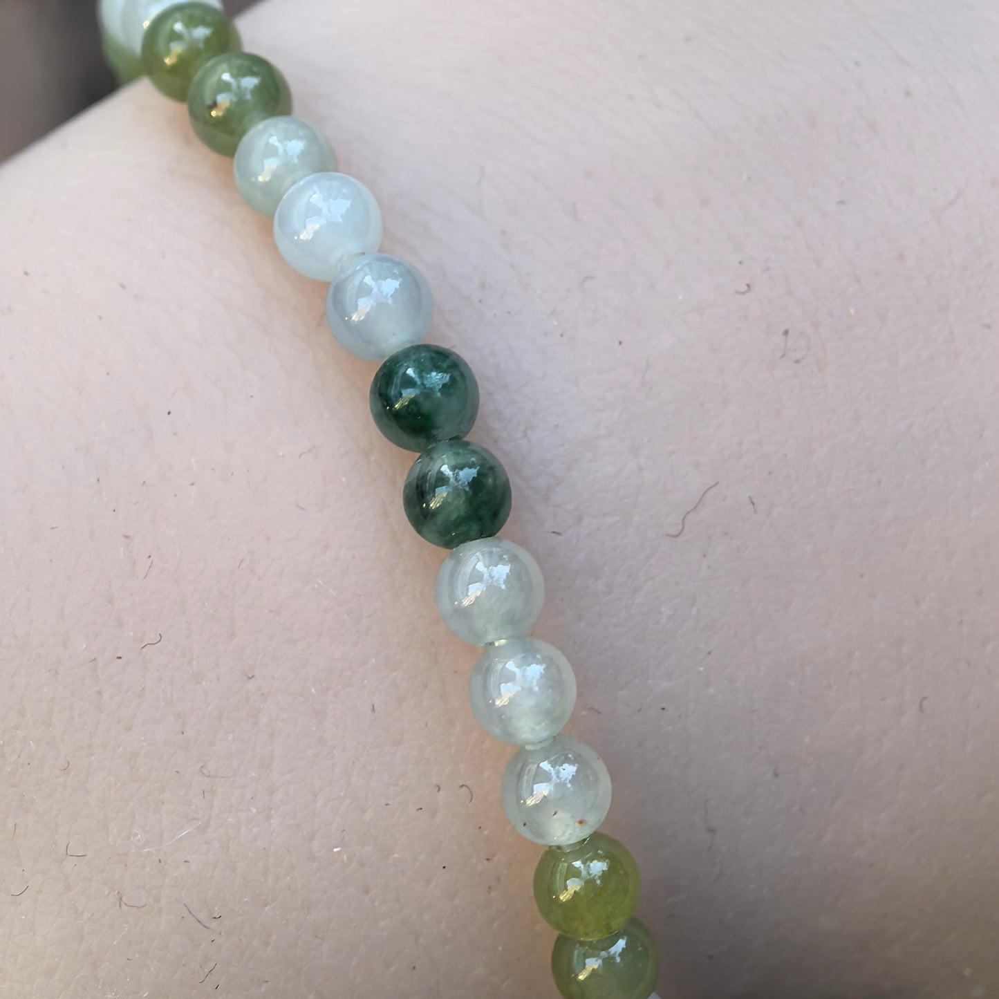 Natural Grade-A Jadeite Bracelet – Multicolor Icy Glutinous Burmese Jade Beads 4.6mm