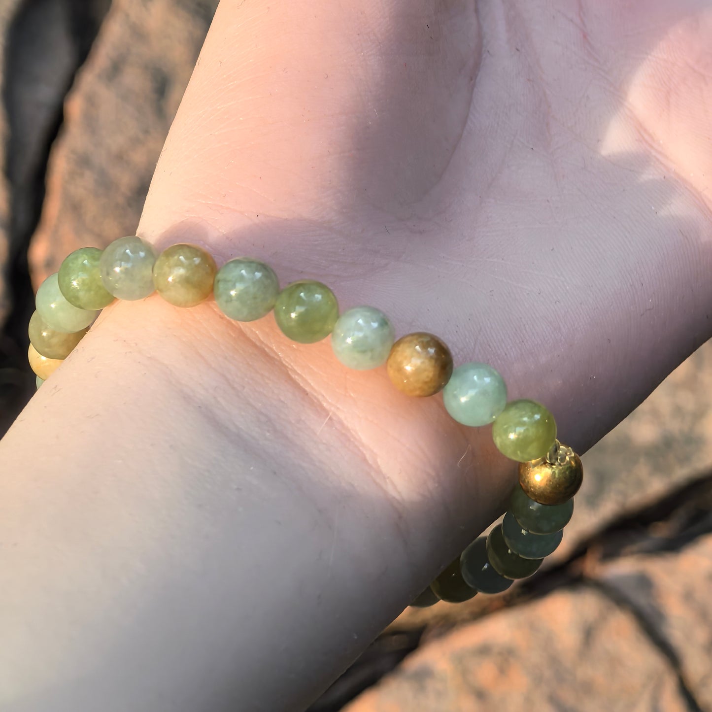 Natural Grade-A Jadeite Bracelet – Multicolor Glutinous Burmese Jade Beads 7.5mm