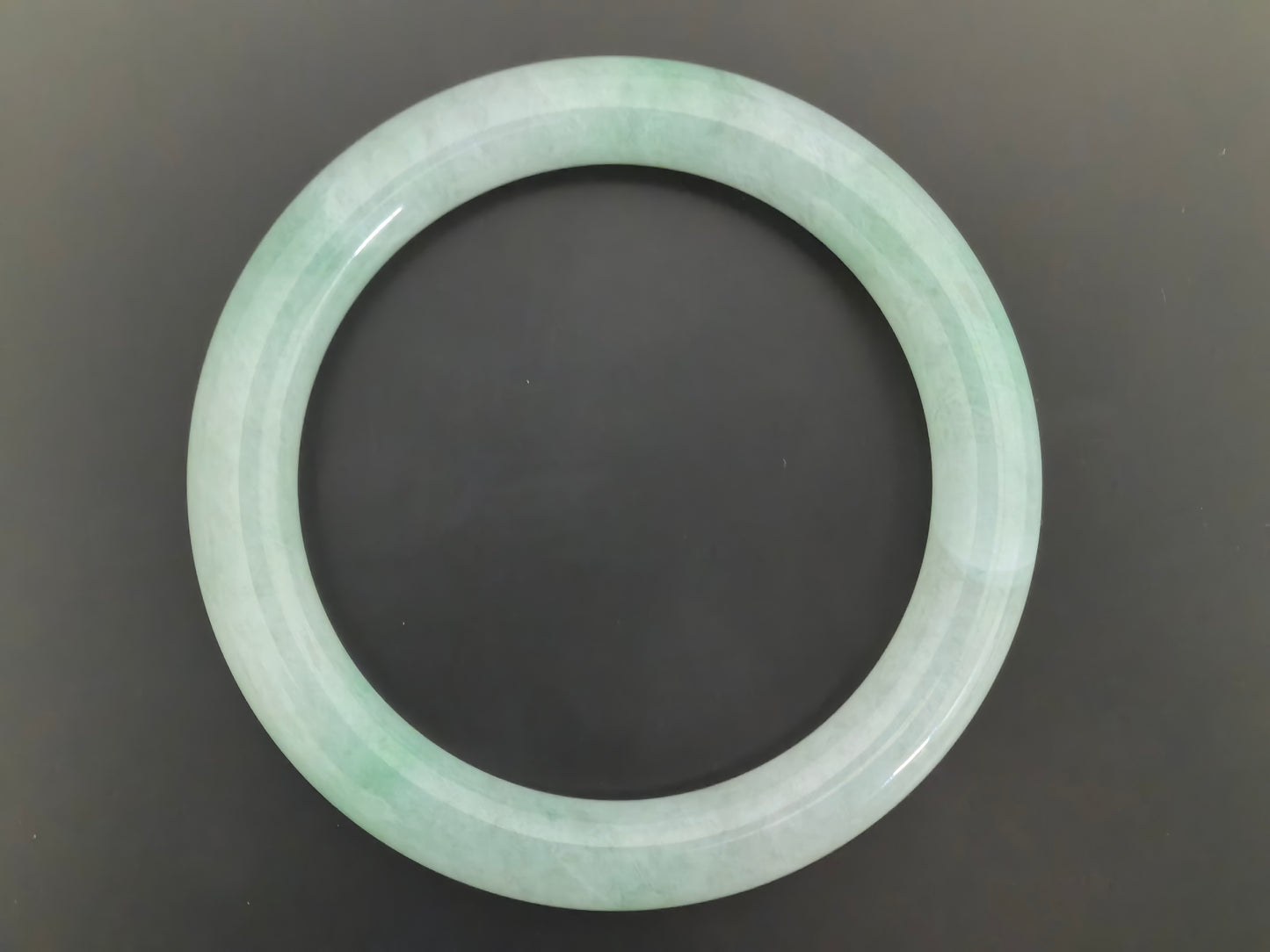 Natural Grade-A Jadeite Bangle – Light Apple Green Icy Glutinous Burmese Jade 53mm