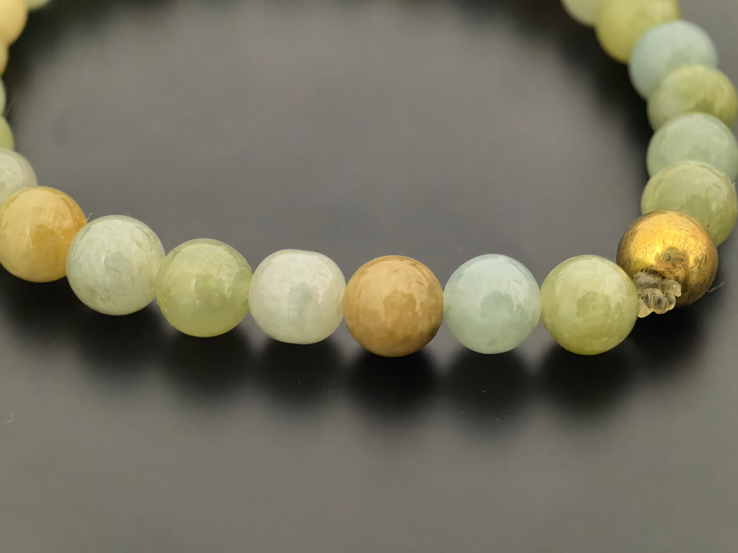 Natural Grade-A Jadeite Bracelet – Multicolor Glutinous Burmese Jade Beads 7.5mm