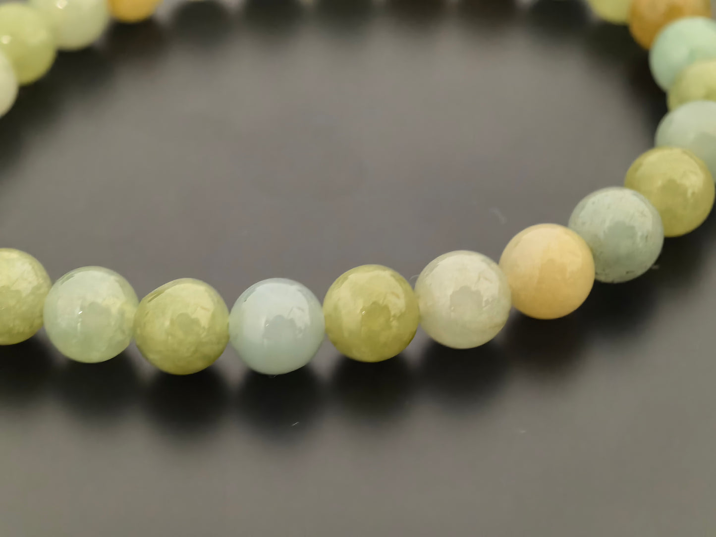 Natural Grade-A Jadeite Bracelet – Multicolor Glutinous Burmese Jade Beads 7.5mm