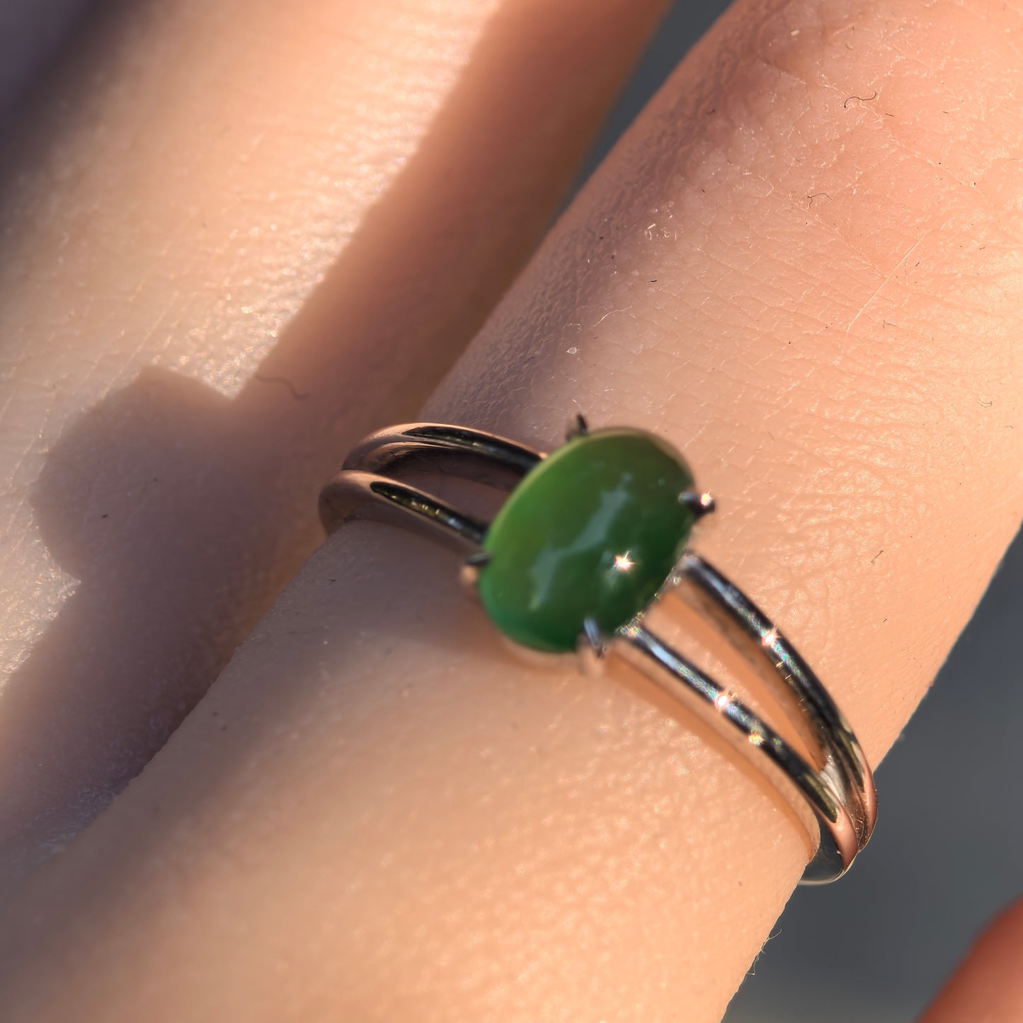 Natural Grade-A Jadeite Icy Green Solitaire Ring – Burmese Jade Pt950 Platinum Setting