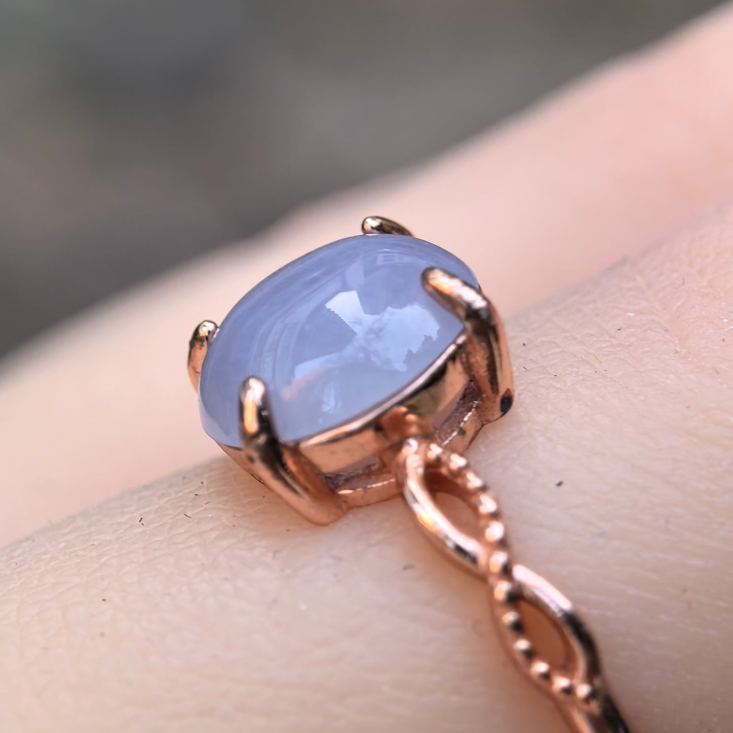 Natural Grade-A Jadeite Lavender Cabochon Silver-Set Ring · Burmese Jade