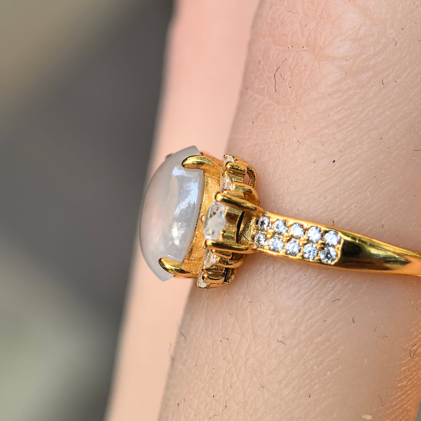 Natural Grade-A Silver-Set Icy White Jadeite Ring · Burmese Jadeite