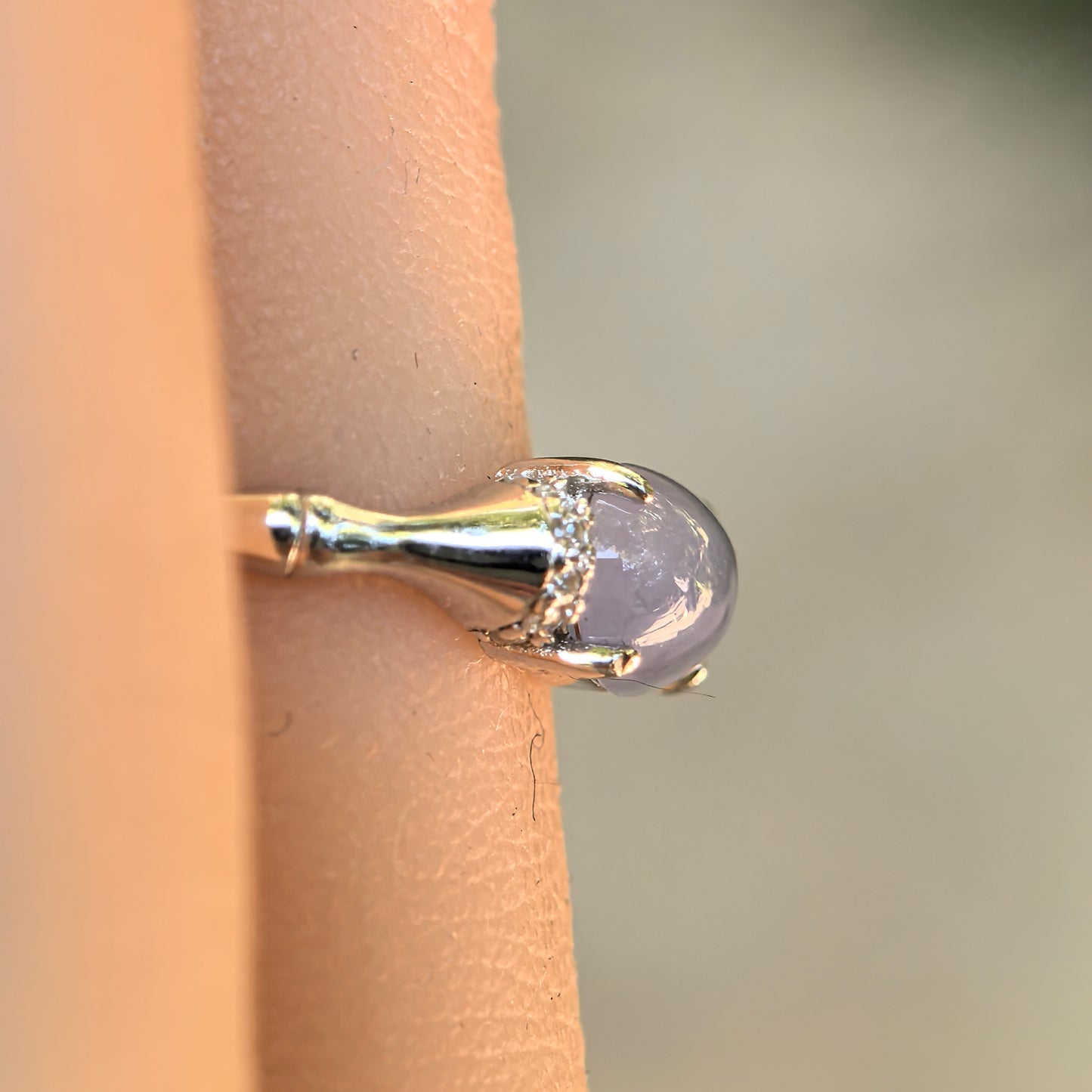 Natural Grade-A Silver-Set Glutinous Icy Lavender Jadeite Ring · Burmese Jadeite