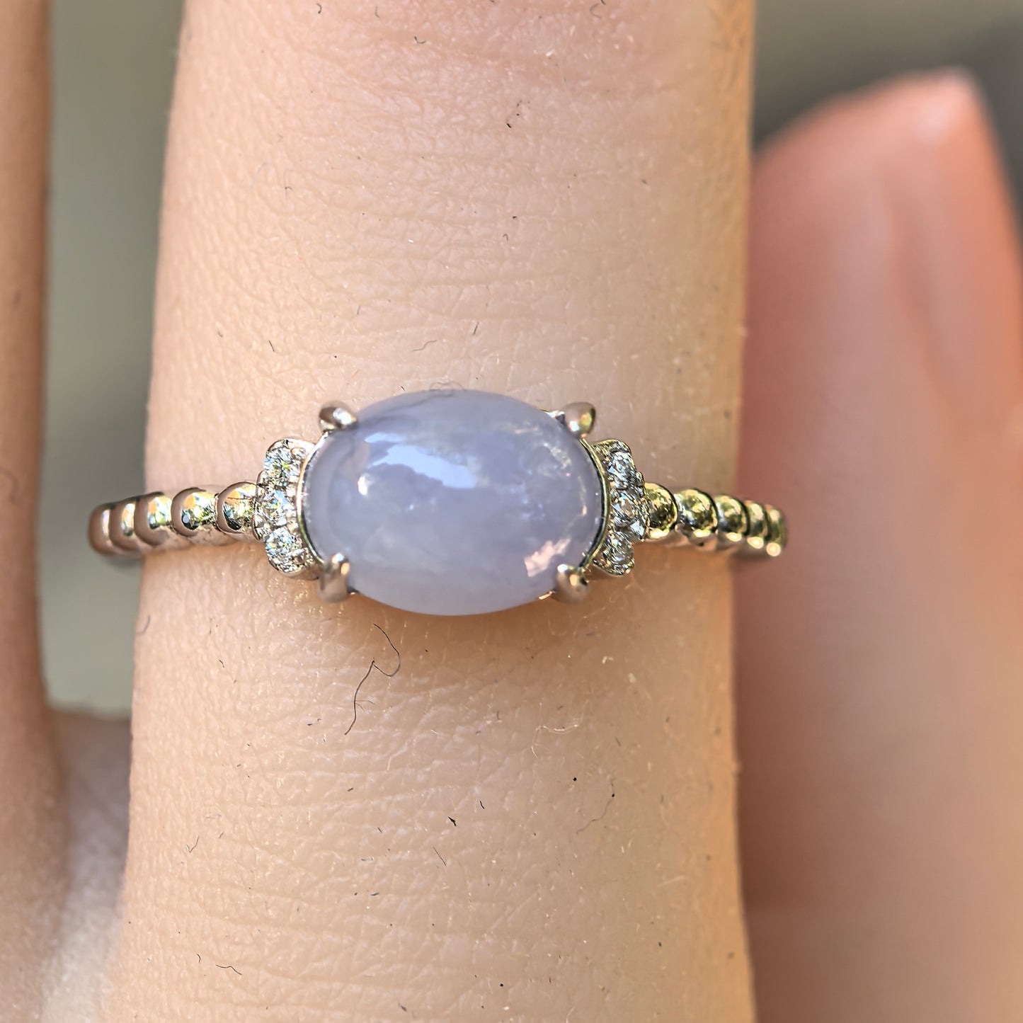 Natural Grade-A Silver-Set Glutinous Icy Lavender Jadeite Ring · Burmese Jadeite