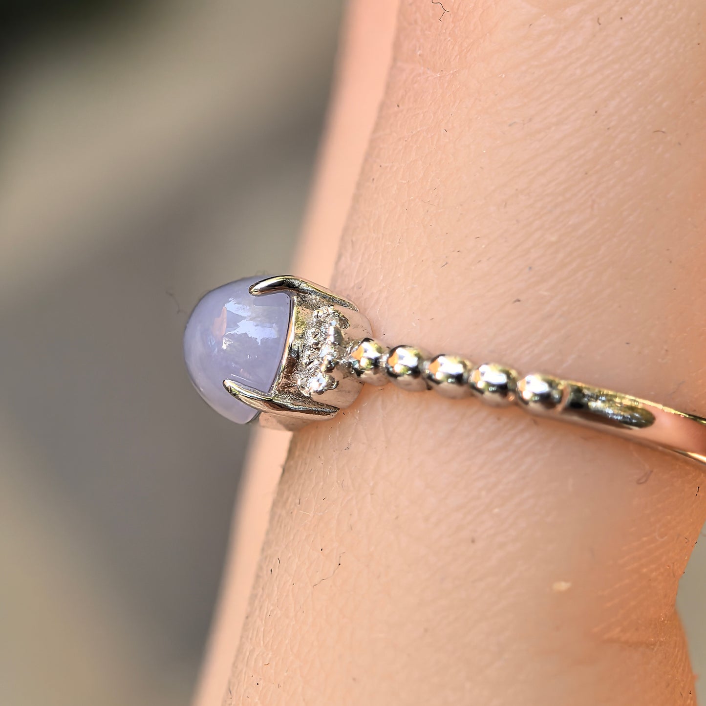 Natural Grade-A Silver-Set Glutinous Icy Lavender Jadeite Ring · Burmese Jadeite