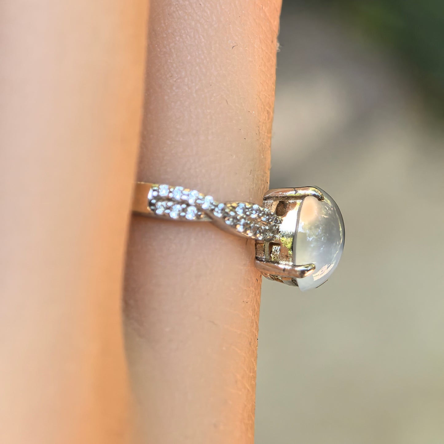 Natural Grade-A Silver-Set High Icy White Jadeite Ring · Burmese Jadeite