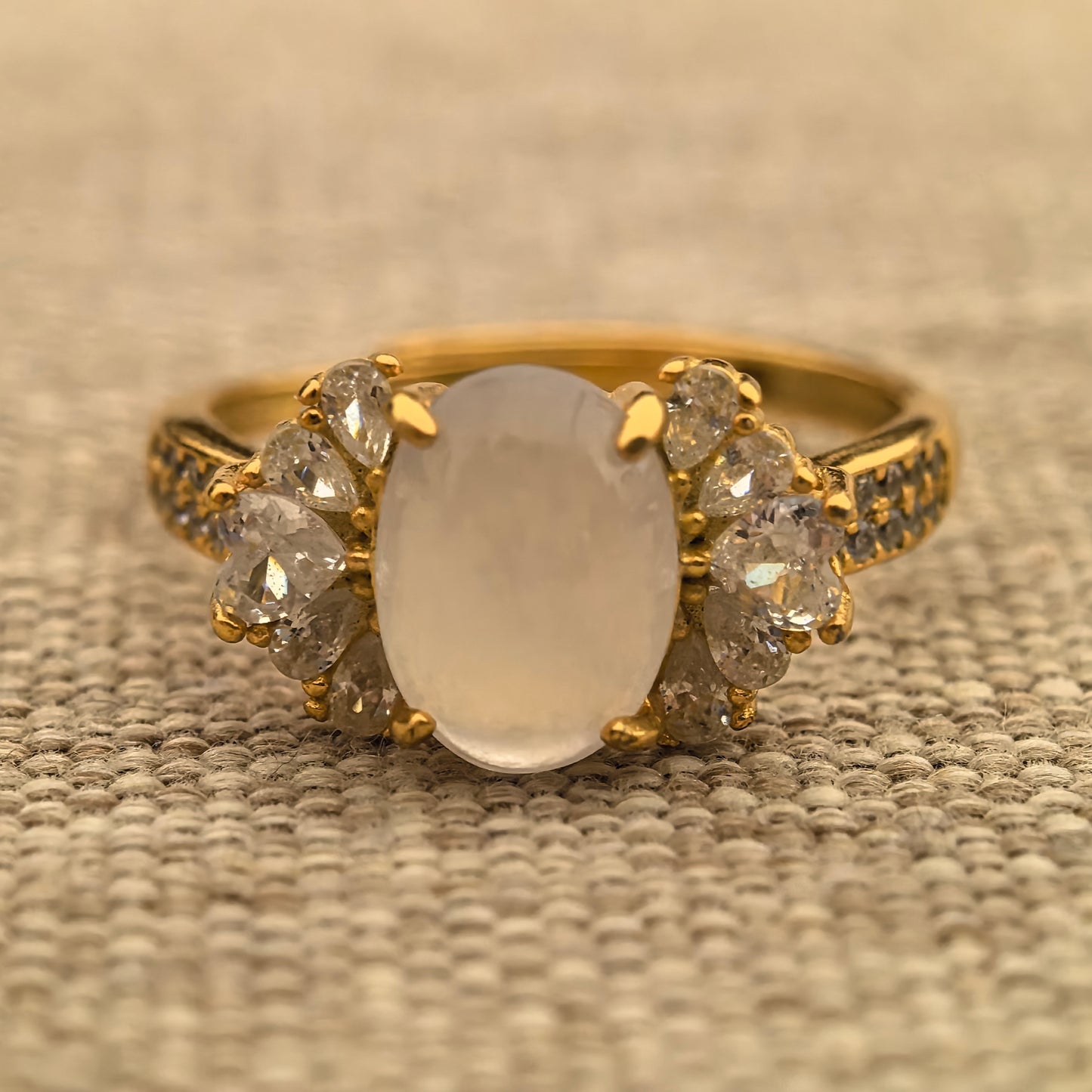 Natural Grade-A Silver-Set Icy White Jadeite Ring · Burmese Jadeite