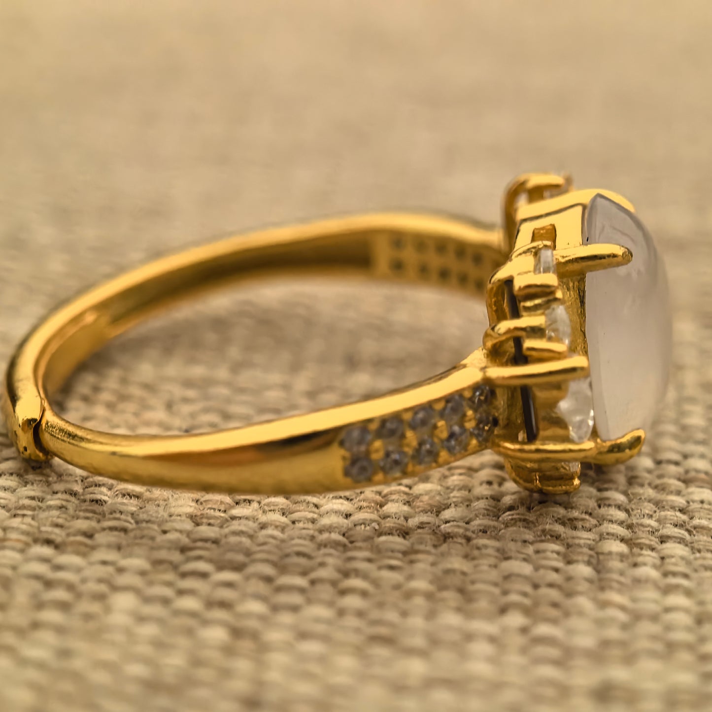 Natural Grade-A Silver-Set Icy White Jadeite Ring · Burmese Jadeite