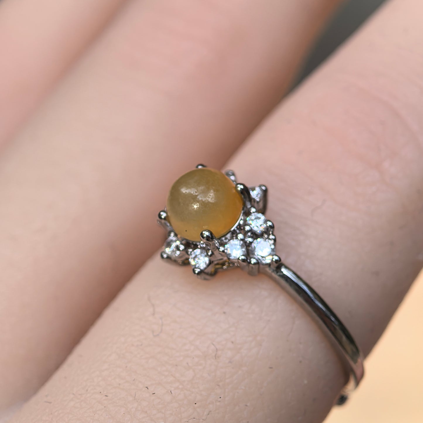 Natural Grade-A Glutinous Icy Yellow Jadeite Ring ·Burmese Jadeite