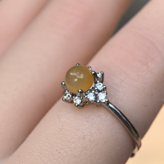 Natural Grade-A Glutinous Icy Yellow Jadeite Ring ·Burmese Jadeite