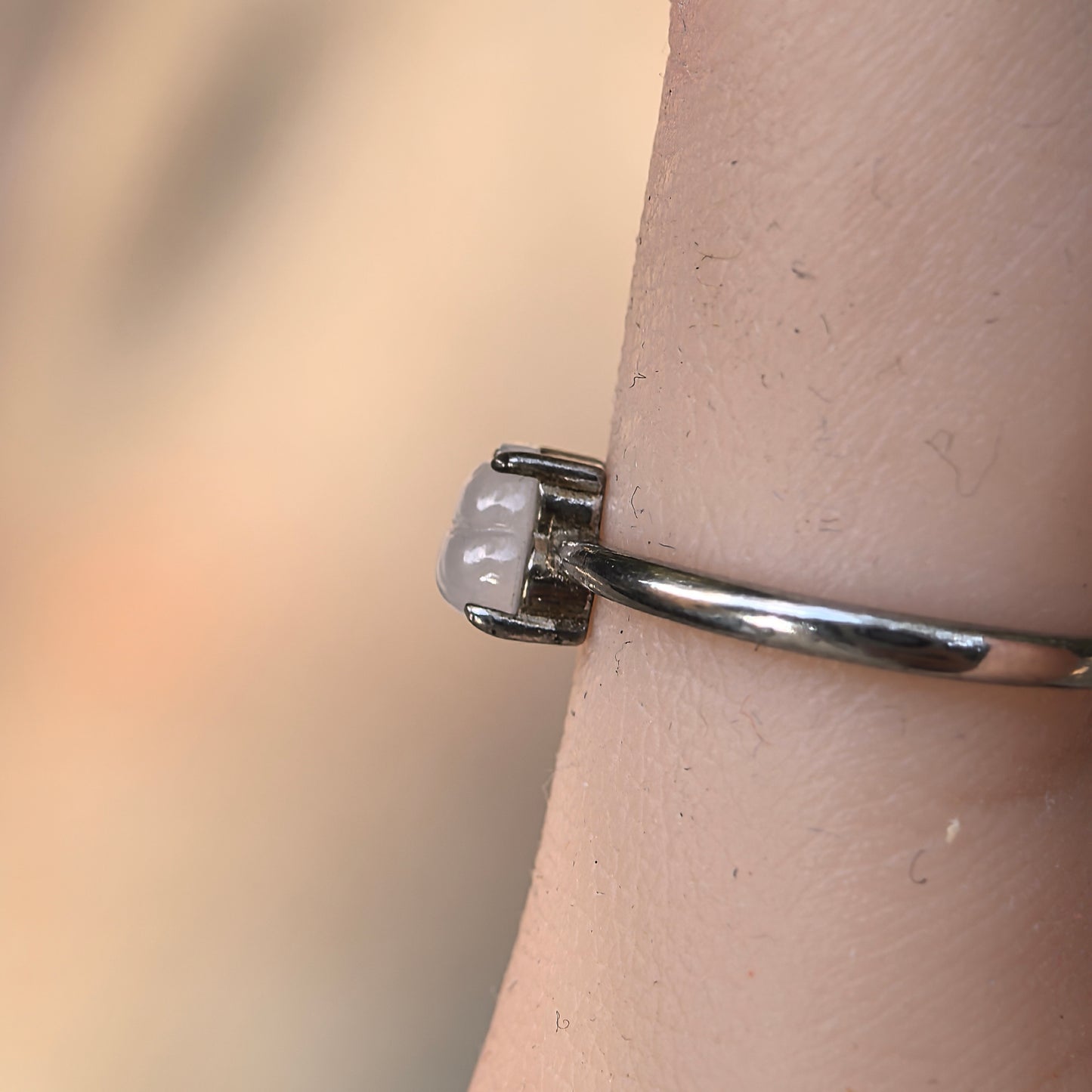 Natural Grade-A Silver-Set Glutinous Icy Hulu (Gourd) Jadeite Ring · Burmese Jadeite