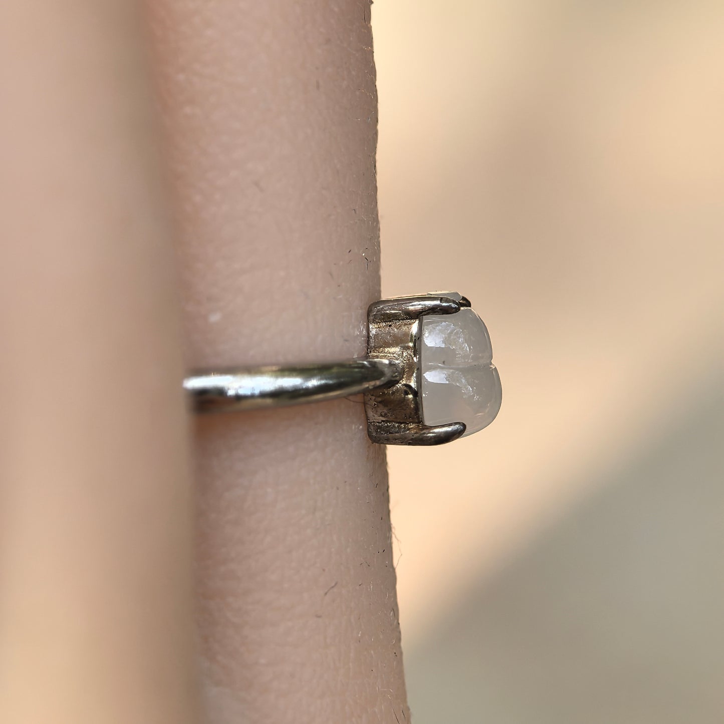 Natural Grade-A Silver-Set Glutinous Icy Hulu (Gourd) Jadeite Ring · Burmese Jadeite