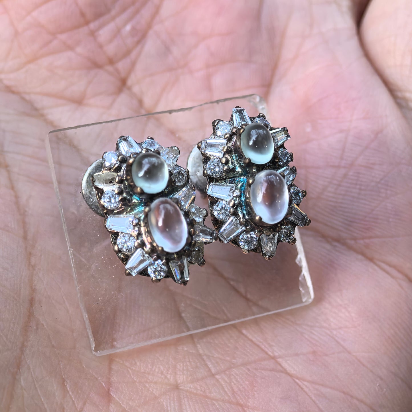 Natural Grade-A Copper-Mounted High Icy Jadeite Stud Earrings ·Burmese Jade