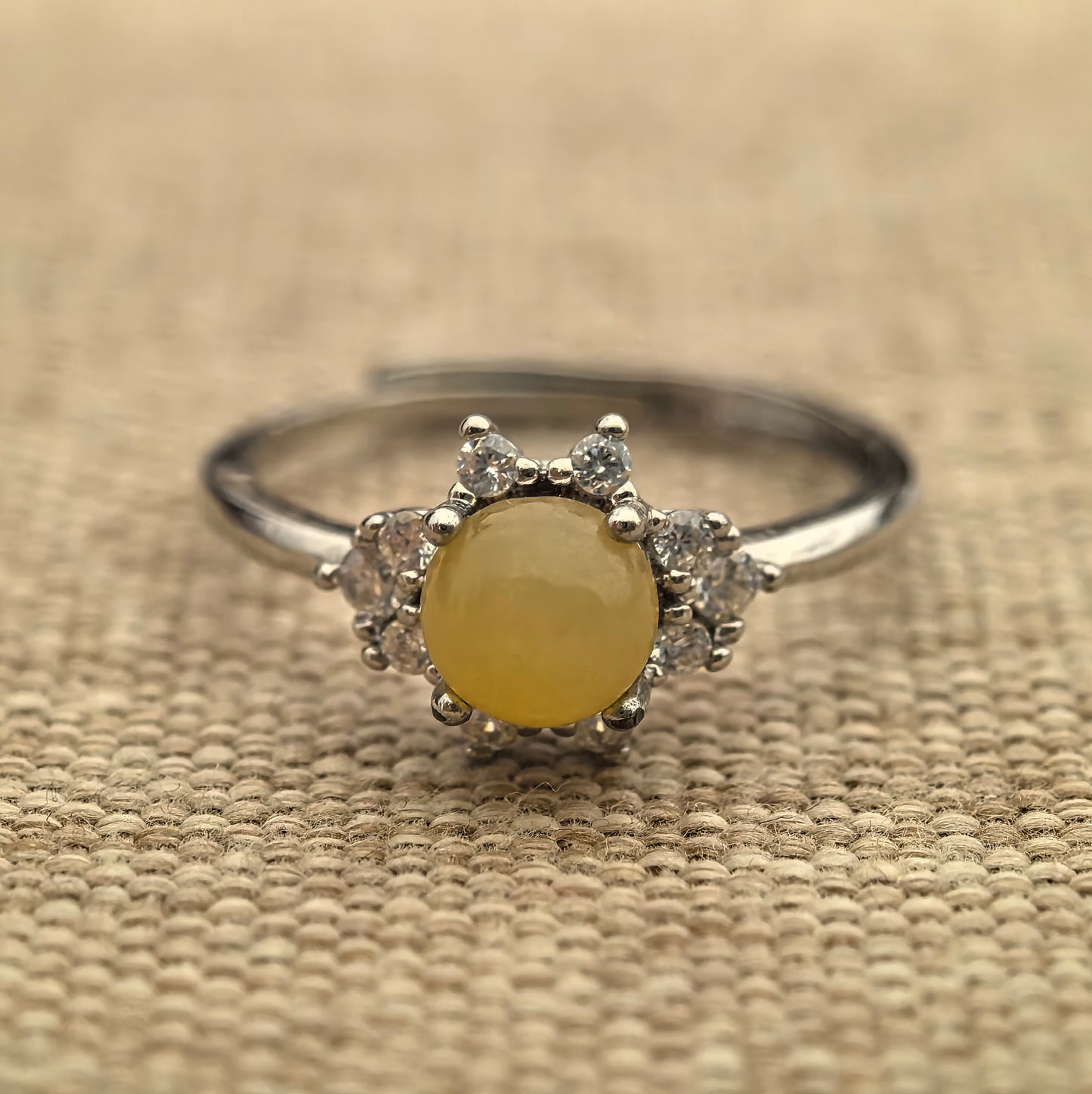 Natural Grade-A Glutinous Icy Yellow Jadeite Ring ·Burmese Jadeite